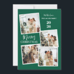Cartes Pour Fêtes Annuelles Modern 4 Photo Polaroid Grid Merry Christmas<br><div class="desc">Capture all your favorite holiday memories with this fun and modern 4-photo polaroid-style Christmas design. The vibrant red backdrop and trendy vertical typography create a joyful and casual greeting that perfectly showcases your family’s festive spirit</div>