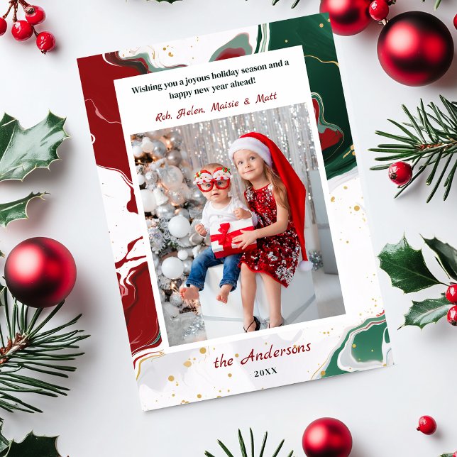 Cartes Pour Fêtes Annuelles Modern Abstract Green/Red Christmas Photo (Créateur téléchargé)