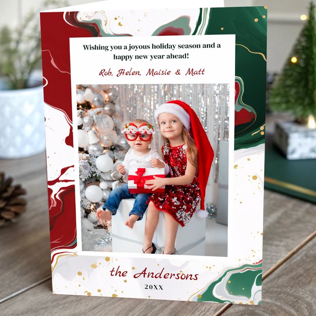 Cartes Pour Fêtes Annuelles Modern Abstract Green/Red Christmas Photo (Créateur téléchargé)