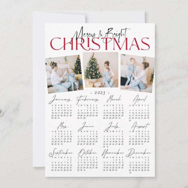 Cartes Pour Fêtes Annuelles Modern All in One 3 Photo & 2023 Calendrier Holida (Devant)