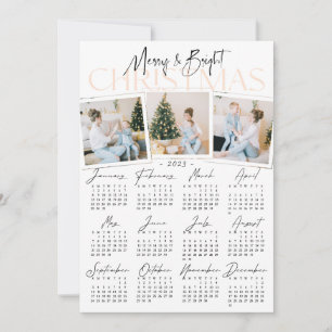 Cartes Pour Fêtes Annuelles Modern All in One 3 Photo & 2023 Calendrier Holida