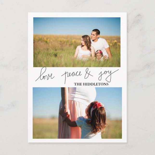 Cartes Pour Fêtes Annuelles Modern Amour Paix Et Joie Vacances Deux Photo (Devant)