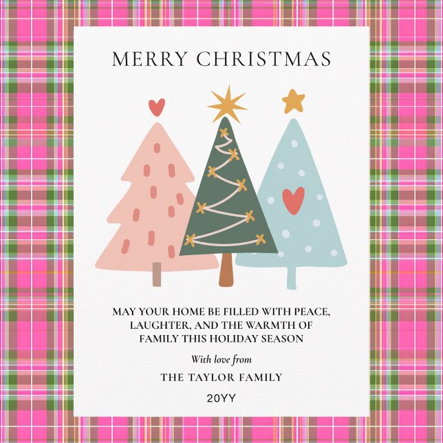 Cartes Pour Fêtes Annuelles Modern Boho Christmas Trees (Modern Boho Christmas Trees Holiday Postcard)
