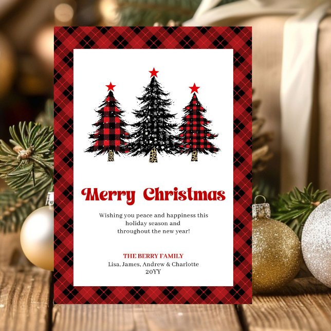 Cartes Pour Fêtes Annuelles Modern Buffalo Check Christmas Greeting Card (Modern Buffalo Check Christmas Greeting Card)