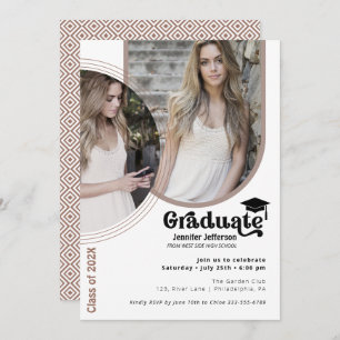Cartes Pour Fêtes Annuelles Modern Chic 2 photos Graduation Party tons terre
