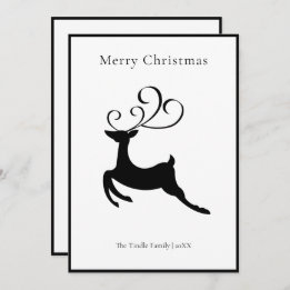 Cartes Pour Fêtes Annuelles Modern Chic Black and White Reindeer         
