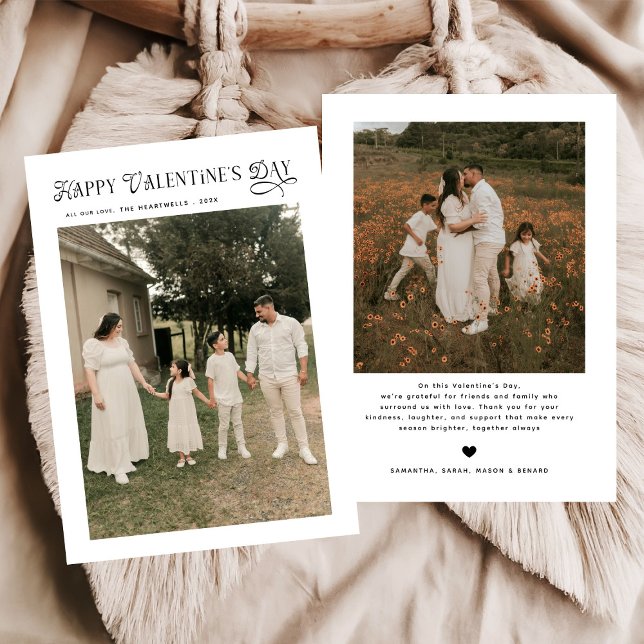 Cartes Pour Fêtes Annuelles Modern Chic Family Photo Happy Valentines Day (Créateur téléchargé)