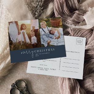 Cartes Pour Fêtes Annuelles Modern Chic Navy Blue Photo Collage Nouvelles de N