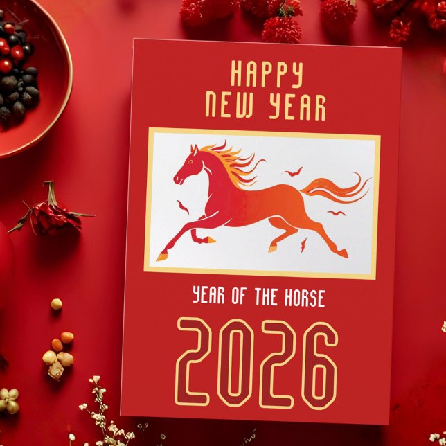 Cartes Pour Fêtes Annuelles Modern Chinese Horse New Year 2026  (Créateur téléchargé)