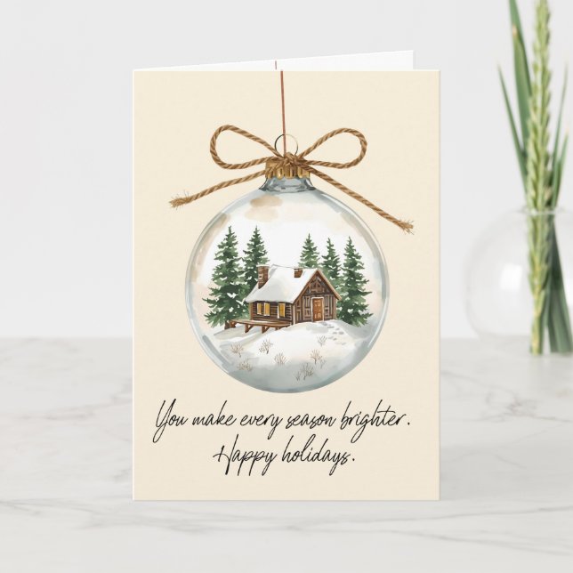 Cartes Pour Fêtes Annuelles Modern Christmas Ornament Folded Holiday Card (Devant)