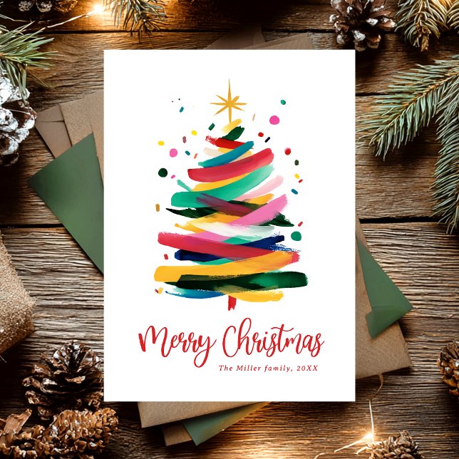 Cartes Pour Fêtes Annuelles Modern Colorful Merry Christmas  (Créateur téléchargé)