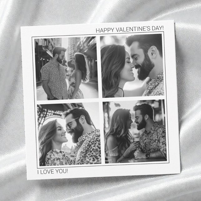 Cartes Pour Fêtes Annuelles Modern Couple Photo Collage Happy Valentine's Day (Modern Couple Photo Collage Happy Valentine's Day Holiday Card)