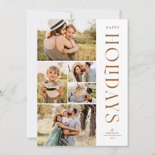 Cartes Pour Fêtes Annuelles Modern Elegant Cinq Photo Collage Joyeux Vacances