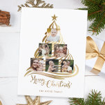 Cartes Pour Fêtes Annuelles Modern Faux Gold Christmas Tree Family Multiphoto<br><div class="desc">Make your Christmas greetings stand out with this unique holiday photo collage featuring a modern stylized Christmas tree made of swirls in hammered faux gold style template for six square family photos. Includes "Merry Christmas" greeting in custom gold calligraphy font and editable text field.</div>