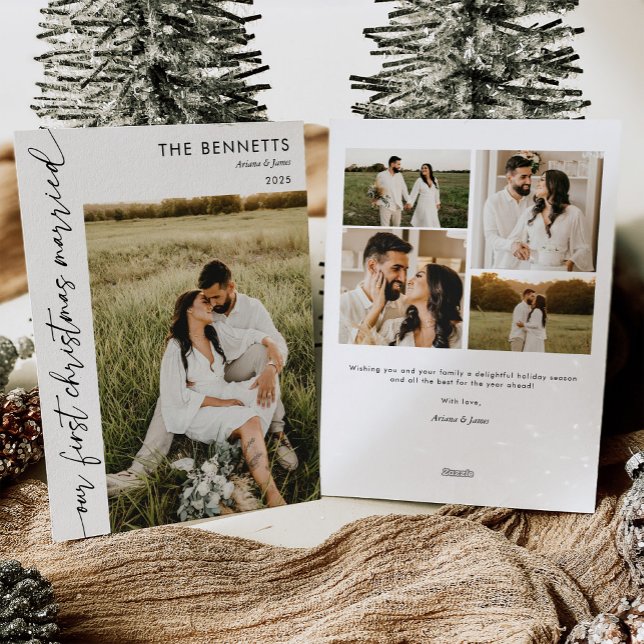 Cartes Pour Fêtes Annuelles Modern First Christmas Married Photo Christmas (Créateur téléchargé)