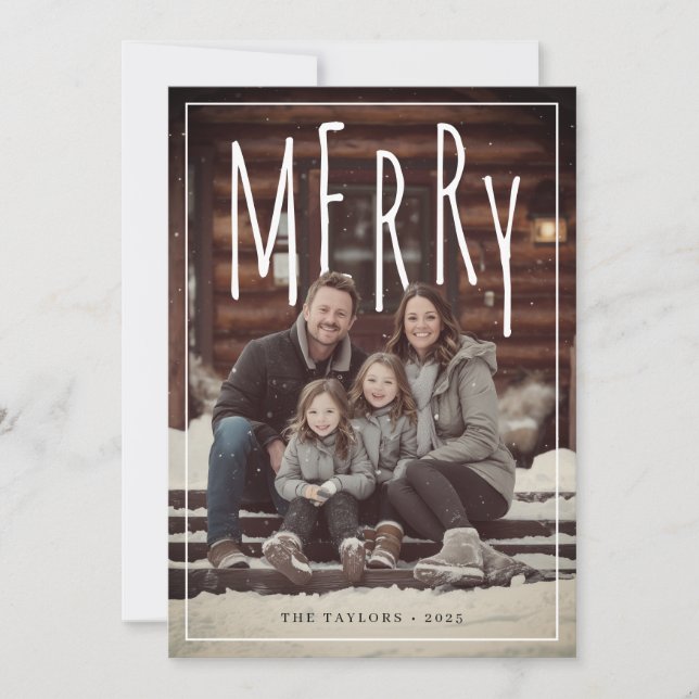 Cartes Pour Fêtes Annuelles Modern Framed Merry Holiday Photo Card (Devant)