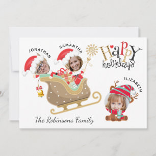 Cartes Pour Fêtes Annuelles Modern Fun 3 Photo Famille Père Noël Noël heureux
