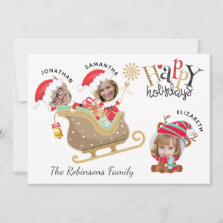 Cartes Pour Fêtes Annuelles Modern Fun 3 Photo Famille Père Noël Noël heureux