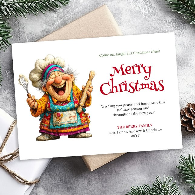 Cartes Pour Fêtes Annuelles Modern Funny Woman Crazy Christmas Comic Style   (Modern Funny Woman Crazy Christmas Comic Style Greeting Card

)