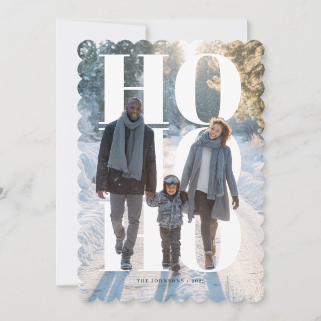 Cartes Pour Fêtes Annuelles Modern HO HO HO Holiday Photo Card (Devant)