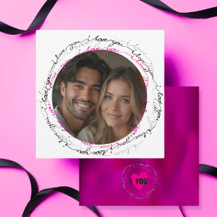 Cartes Pour Fêtes Annuelles Modern I Love You avec Cercle de photo rose