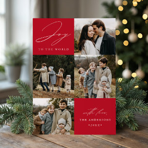 Cartes Pour Fêtes Annuelles Modern Joy to the World Rouge 5 Photo