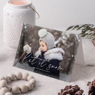 Cartes Pour Fêtes Annuelles Modern Let it Snow Script Photo