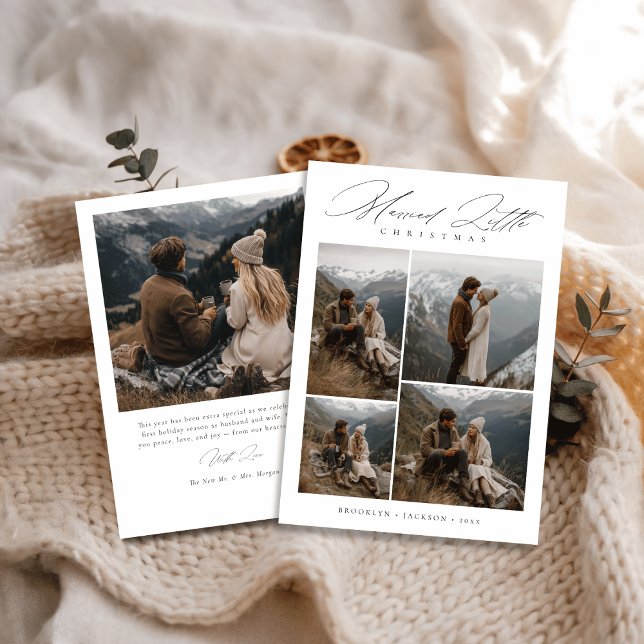 Cartes Pour Fêtes Annuelles Modern Married Little Christmas Newlywed Photo (Créateur téléchargé)