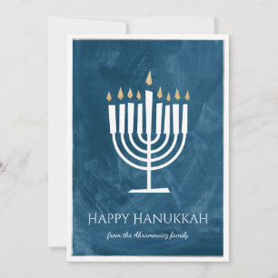 Cartes Pour Fêtes Annuelles Modern Menorah Hanukkah Card with Photo Backer