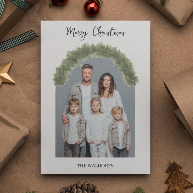 Cartes Pour Fêtes Annuelles Modern Merry Christmas Family Photo Card  (Créateur téléchargé)