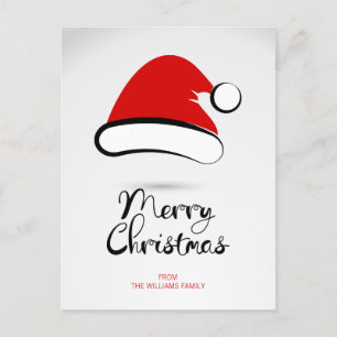 Cartes Pour Fêtes Annuelles Modern Merry Christmas Santa Hat Postcard