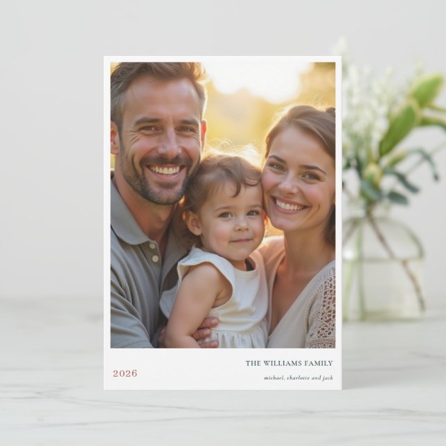 Cartes Pour Fêtes Annuelles Modern Merry Holiday Photo Card (Debout devant)