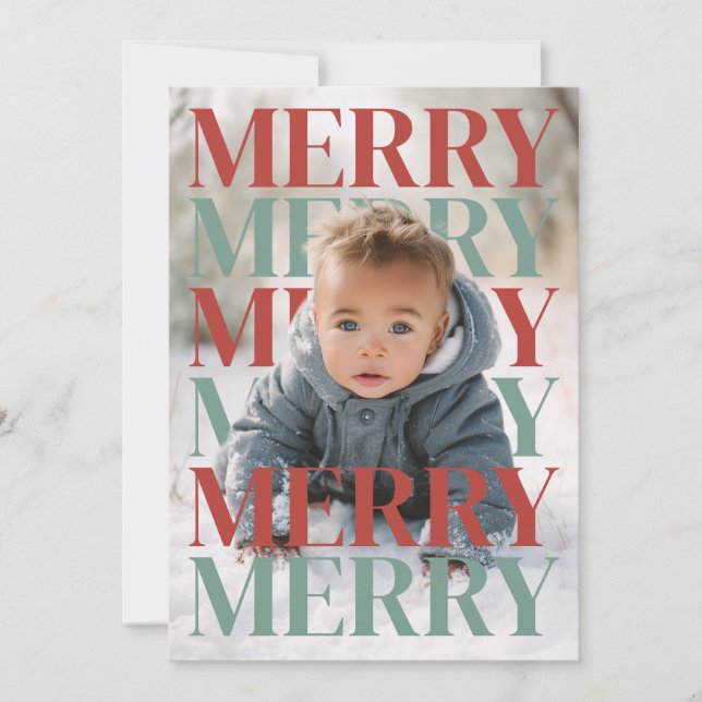 Cartes Pour Fêtes Annuelles Modern Merry Holiday Photo Card (Devant)