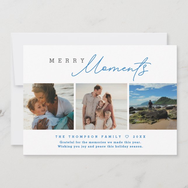 Cartes Pour Fêtes Annuelles Modern Merry Moments Multi-Photo Beach Holiday (Devant)