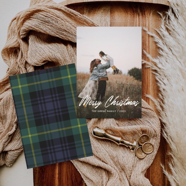 Cartes Pour Fêtes Annuelles Modern Minimal 1 Photo Christmas Flat Holiday Card (Créateur téléchargé)