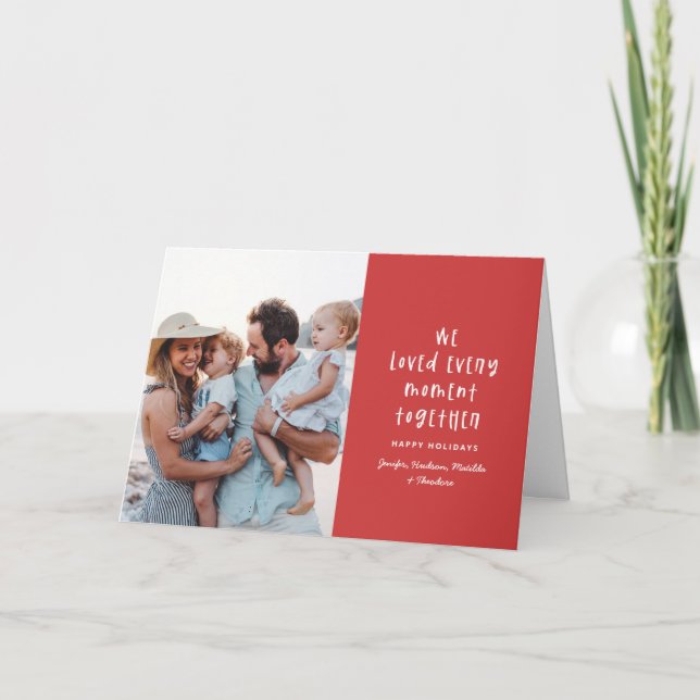 Cartes Pour Fêtes Annuelles Modern, minimum typographiy holiday family photo (Devant)