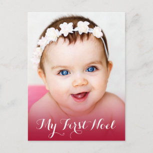 Cartes Pour Fêtes Annuelles Modern My First Christmas Baby Photo Rouge
