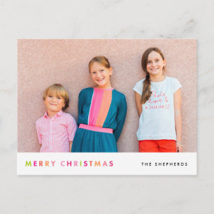 Cartes Pour Fêtes Annuelles Modern Neon Merry Christmas Photo Postcard