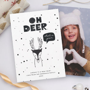 Cartes Pour Fêtes Annuelles Modern Oh Deer Fun Pun Trendy Scandinavian Photo