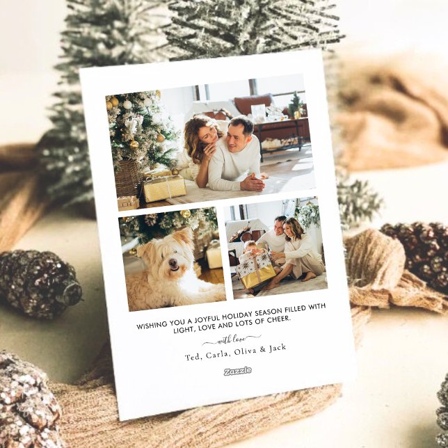 Cartes Pour Fêtes Annuelles Modern Plaid 4 Photo Christmas  (Créateur téléchargé)