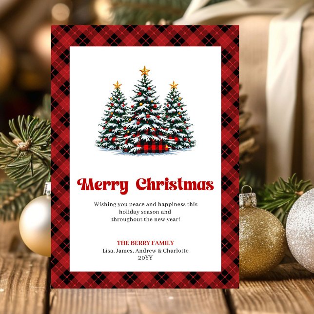 Cartes Pour Fêtes Annuelles Modern Red Black Plaid Holiday Greeting Card (Modern Red Black Plaid Holiday Greeting Card)
