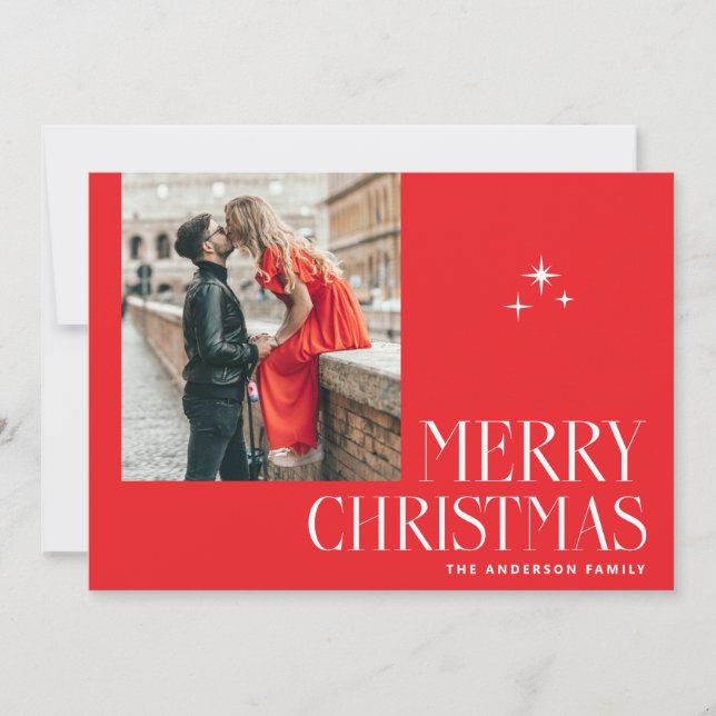 Cartes Pour Fêtes Annuelles Modern Red Merry Christmas Greeting. Elegant Photo (Devant)