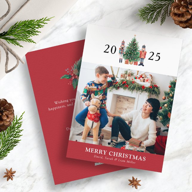 Cartes Pour Fêtes Annuelles Modern Red Merry Christmas Photo Holiday Card (2025 Nutcracker Modern Red Merry Christmas Photo Holiday Card by Painted Paperie
)