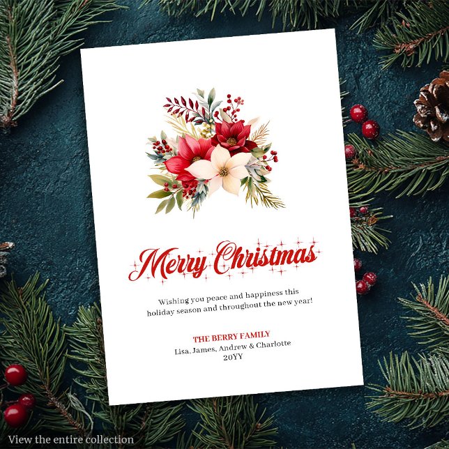 Cartes Pour Fêtes Annuelles Modern Red Poinsettia Botanical Greeting Card (Modern Red Poinsettia Botanical Greeting Card

)