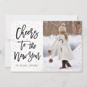 Cartes Pour Fêtes Annuelles Modern rose gold confeti New year typographiy