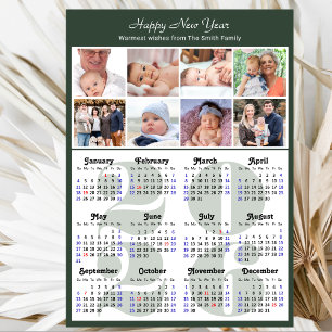 Cartes Pour Fêtes Annuelles Modern Sage Green 2025 Calendrier Famille 8 Photo