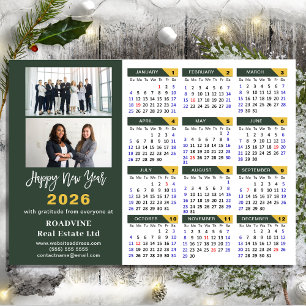 Cartes Pour Fêtes Annuelles Modern Sage Green 2026 Calendrier Business 2 Photo
