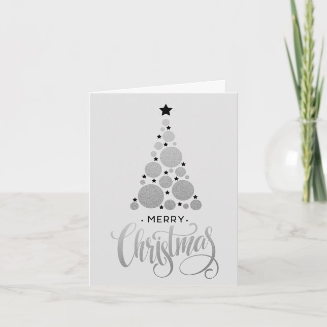 Cartes Pour Fêtes Annuelles Modern Silver Christmas Tree Holiday (Devant)