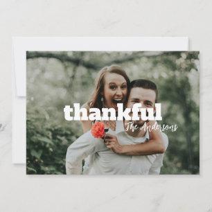 Cartes Pour Fêtes Annuelles Modern Simple Bold Orange Photo Thanksgiving