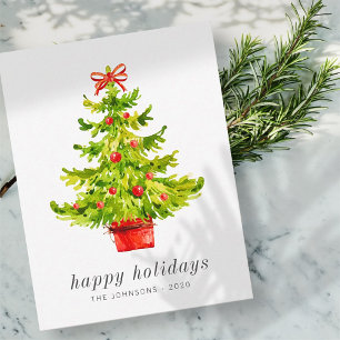 Cartes Pour Fêtes Annuelles Modern Simple Elegant Watercolor Christmas Tree